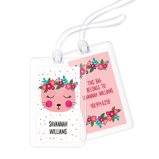 Floral Kitty Luggage Tags
